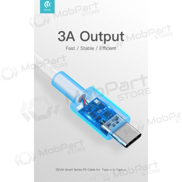 USB kabel Devia Smart PD Type-C -Type-C 20V 3.0A 60W (vit)