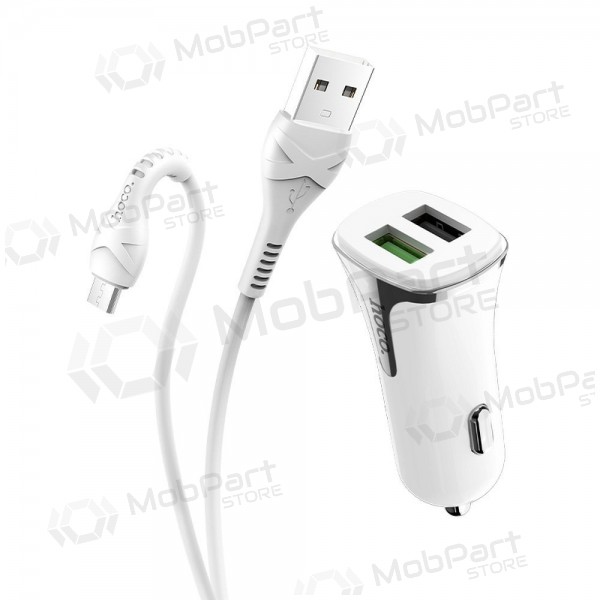 Laddare automobilinis Hoco Z31 Quick Charge 3.0 (3.4A) x 2 USB + microUSB (vit)
