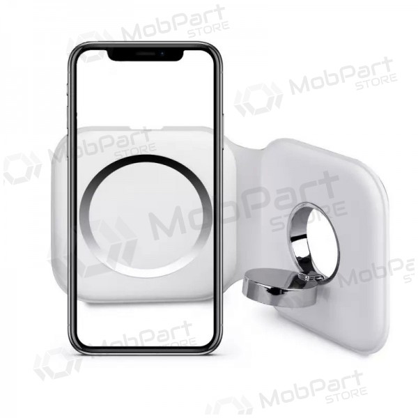 Laddare trådlös 2in1 Smart Phone, Watch MagSafe 10W (vit)