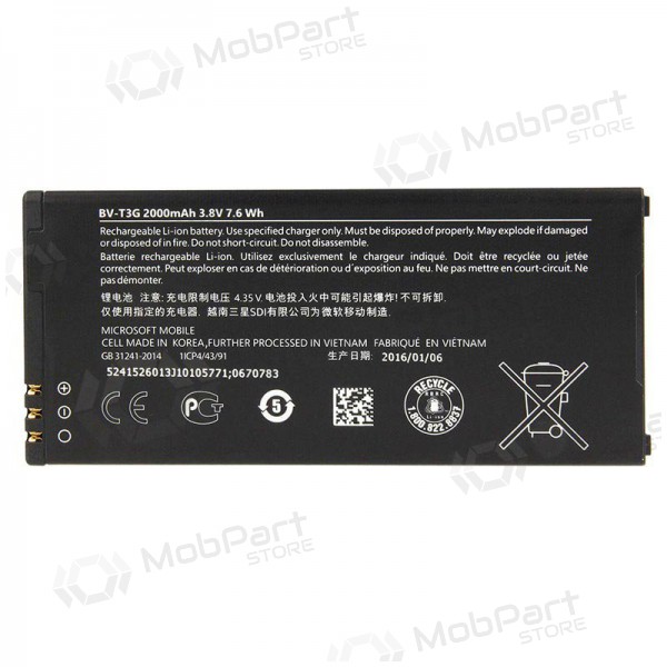 Microsoft Lumia 650 batteri / ackumulator (BV-T3G) (2000mAh)