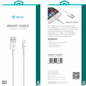 USB kabel Devia Smart Lightning 2.0m (vit)