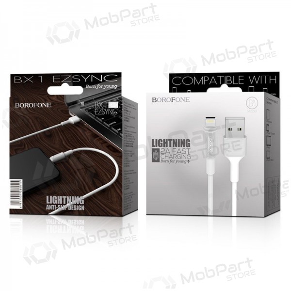 USB kabel Borofone BX1 Lightning 1.0m (vit)