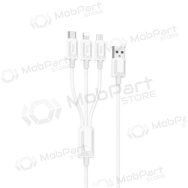 USB kabel Hoco X74 3in1 microUSB-Lightning-Type-C 1.0m (vit)