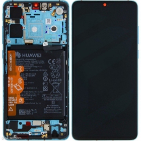 Huawei P30 (new version 2021) skärm (Aurora) (med ram och batteri) (service pack) (original)