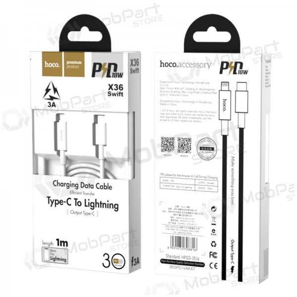 USB kabel Hoco X36 PD Type-C - Lightning 1.0m (vit)