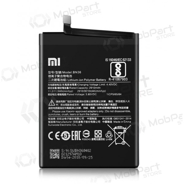 Xiaomi Mi A2 / Mi 6X (BN36) batteri / ackumulator (3010mAh) (service pack) (original)