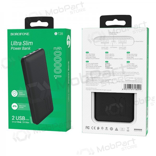 Powerbank Power Bank Borofone BT28 Ultra Slim 10000mAh svart