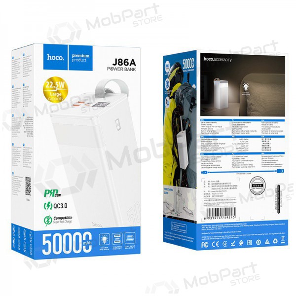 Powerbank Power Bank Hoco J86A 22.5W Quick Charge 3.0 50000mAh vit Powerbank Power Bank Hoco J86A 22.5W Quick Charge 3.0 50000mAh vit