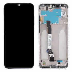 Xiaomi Redmi Note 8 / Note 8 2021 skärm (vit) (med ram) (service pack) (original)