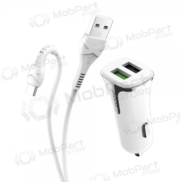 Laddare automobilinis Hoco Z31 Quick Charge 3.0 (3.4A) x 2 USB + Type-C (vit)