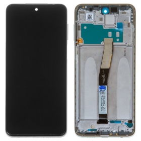 Xiaomi Redmi Note 9 Pro skärm (vit) (med ram) (service pack) (original)