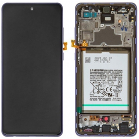 Samsung Galaxy A725 A72 4G / A726 A72 5G 2021 skärm (Awesome Violet) (med ram och batteri) (service pack) (original)