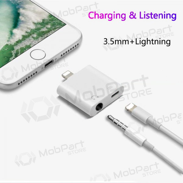 Adapter ADP15 iš Lightning į Lightning + 3,5mm (vit)