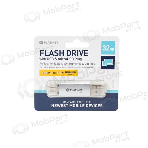 USB-minne Platinet 32GB OTG USB 2.0 + microUSB (silver)