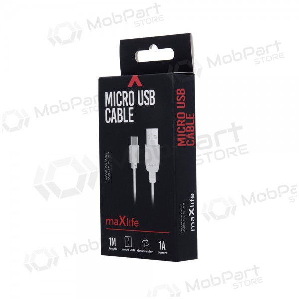 USB kabel Maxlife microUSB (vit) 1.0m