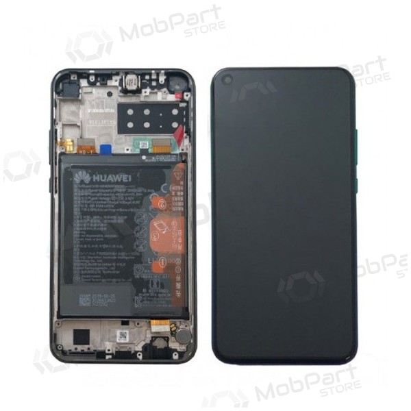 Huawei P40 Lite E skärm (svart) (med ram och batteri) (service pack) (original)