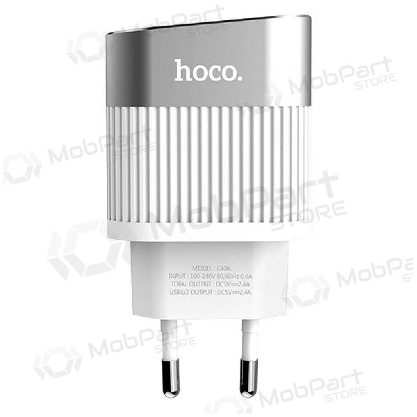 Laddare FastCharge HOCO C40A Speedmaster Dual USB (5V 2.4A) (vit)