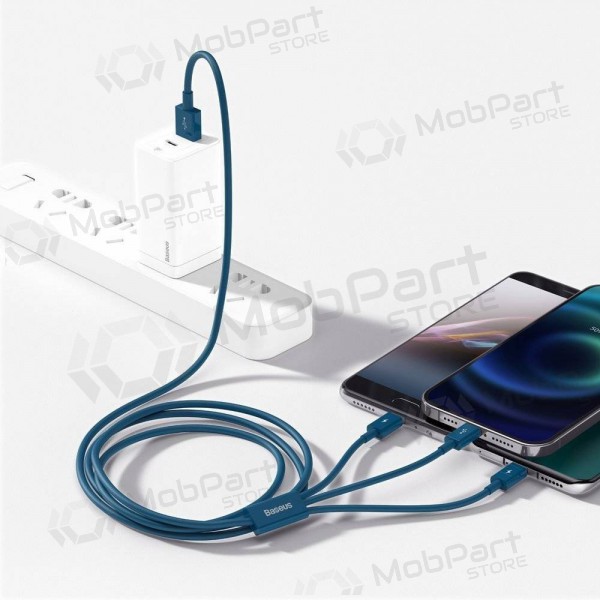 USB kabel Baseus Superior USB - microUSB+Lightning+Type-C 100W 1.5m (blå) CAMLTYS-03 USB kabel Baseus Superior USB - microUSB+Lightning+Type-C 100W 1.5m (blå) CAMLTYS-03