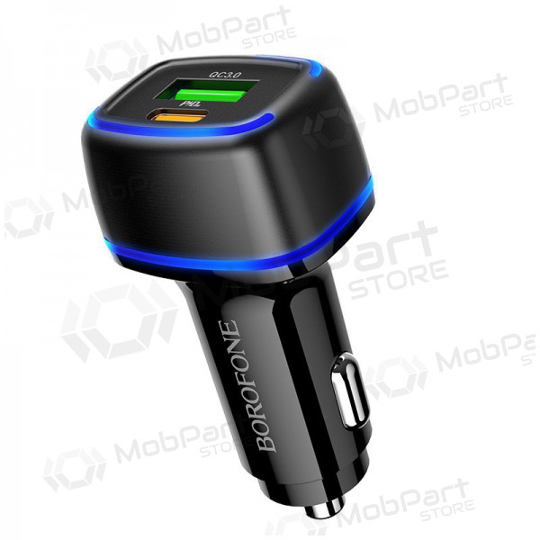Laddare automobilinis Borofone BZ14A PD20W+QC3.0 x 2 USB (Type-C to Lightning) (svart)