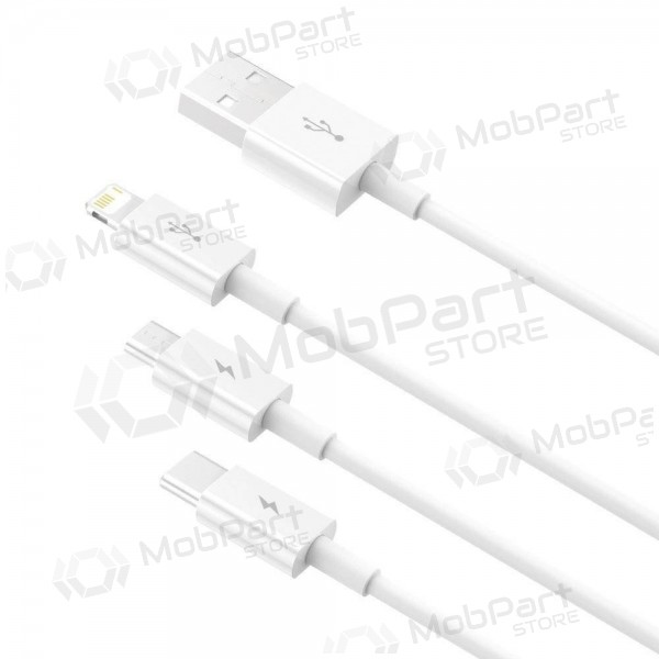 Kabel Baseus Superior USB - microUSB+Lightning+Type-C 3.5A 1.5m (vit) CAMLTYS-02