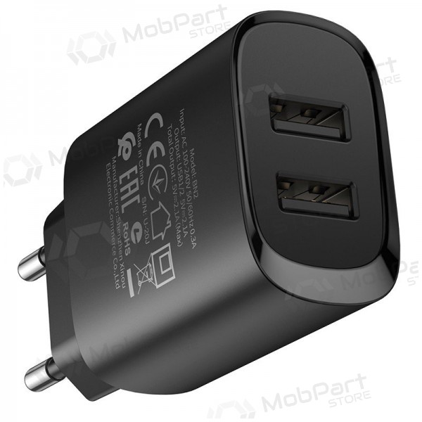 Laddare Borofone BN2 2xUSB 2.1A + Lightning (svart)