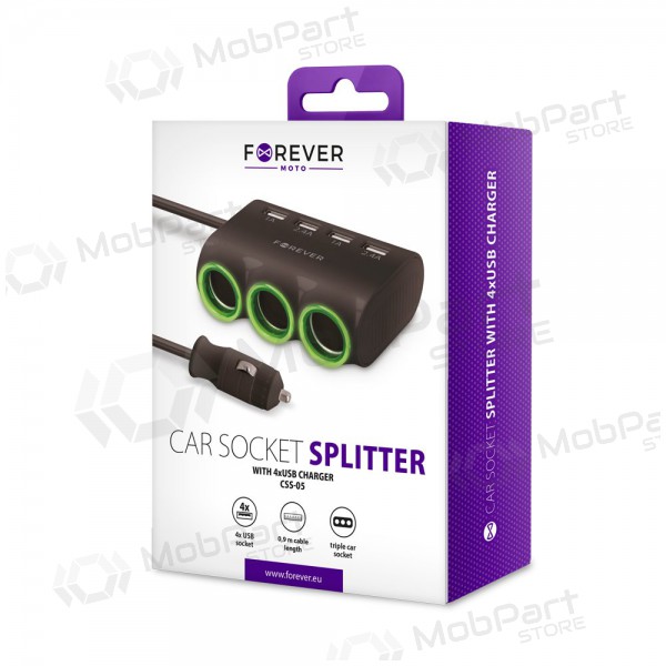 Billaddare - šakotuvas Forever CSS-05 3 in 1 4xUSB och 3x12V