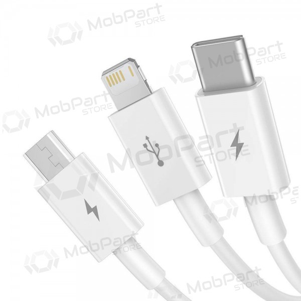 Kabel Baseus Superior USB - microUSB+Lightning+Type-C 3.5A 1.5m (vit) CAMLTYS-02