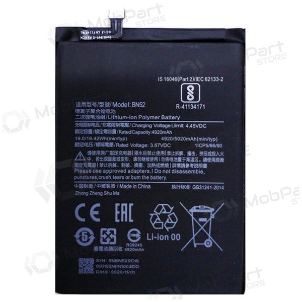 Xiaomi Redmi Note 9 Pro (BN52) batteri / ackumulator (4000mAh)