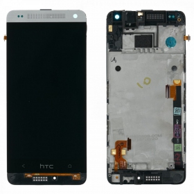HTC One Mini (M4) skärm (silver) (med ram) (begagnad grade B, original)