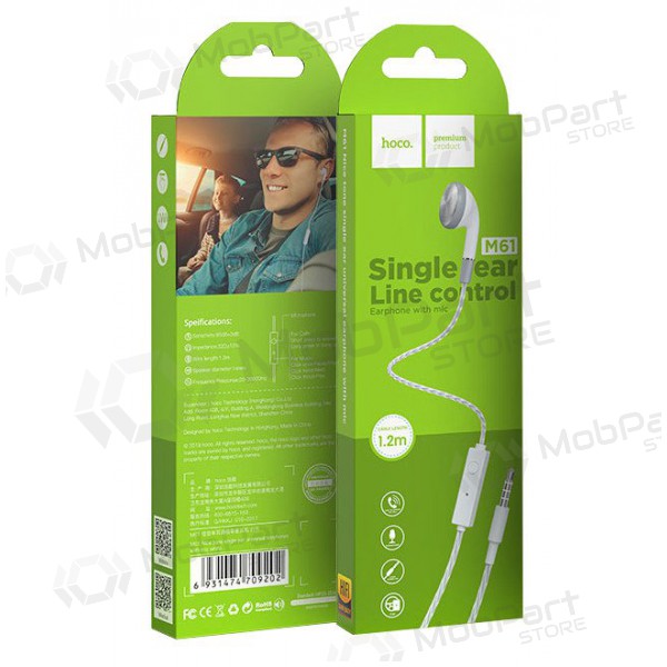 Headset Hoco M61 Mono 3,5mm (vit) Headset Hoco M61 Mono 3,5mm (vit)