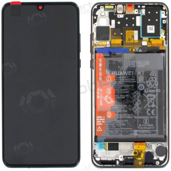Huawei P30 Lite New Edition 2020 (02353FPX/02353DQU) skärm (svart) (med ram och batteri) (service pack) (original)