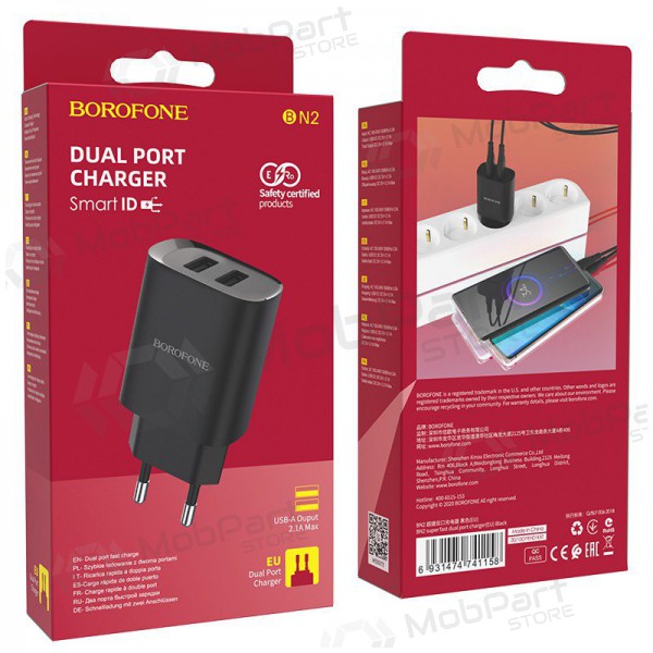 Laddare Borofone BN2 2xUSB 2.1A (svart)