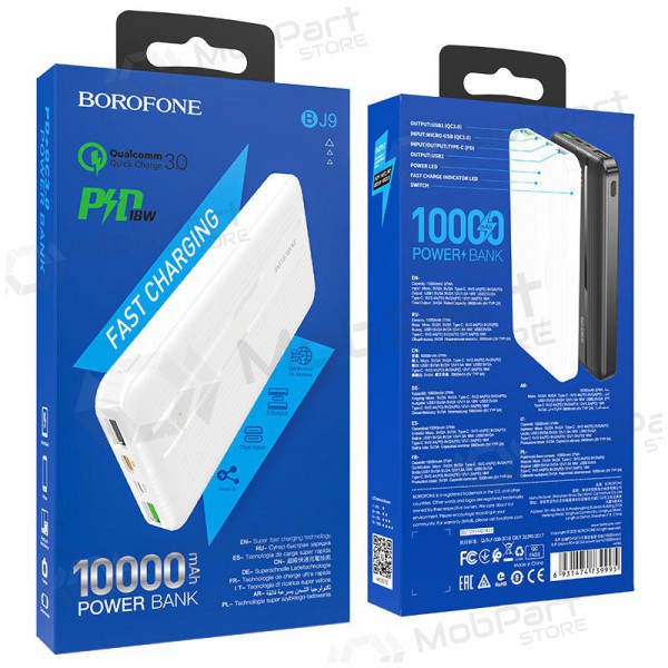 Powerbank Power Bank Borofone BJ9 Type-C PD+Quick Charge 3.0 (3A) 10000mAh vit Powerbank Power Bank Borofone BJ9 Type-C PD+Quick Charge 3.0 (3A) 10000mAh vit