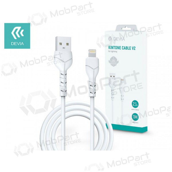 USB kabel Devia Kintone Lightning 1.0m (vit) 5V 2.1A