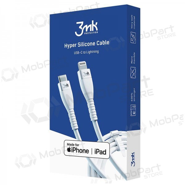 USB kabel 3MK Hyper Silicone Cable Lightning 20W 1m