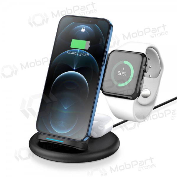 Laddare trådlös Dux Ducis C7 3in1 Phone, Apple Watch, Airpods 15W (svart)