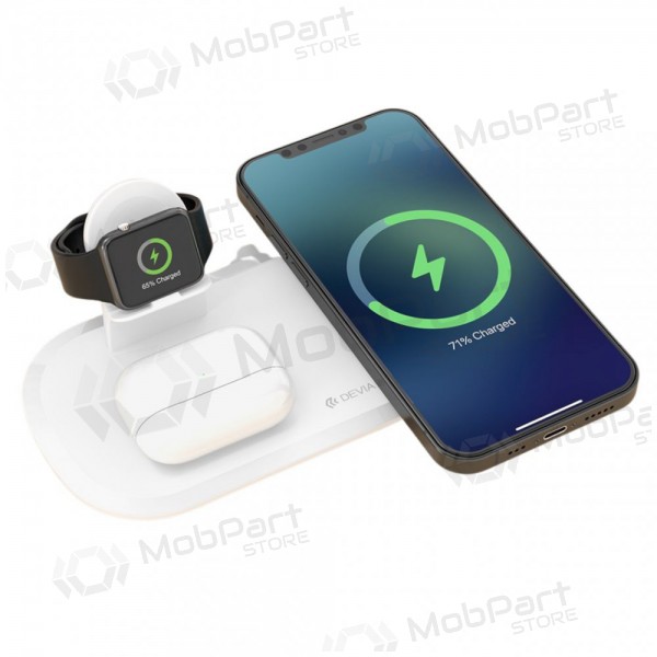 Laddare trådlös Devia 3in1 Smart Phone, Apple Watch, Airpods (vit)