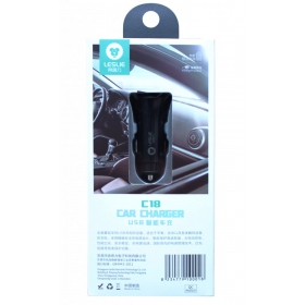Laddare automobilinis Leslie C18 2 USB 2.4A (1A+2A) (svart)
