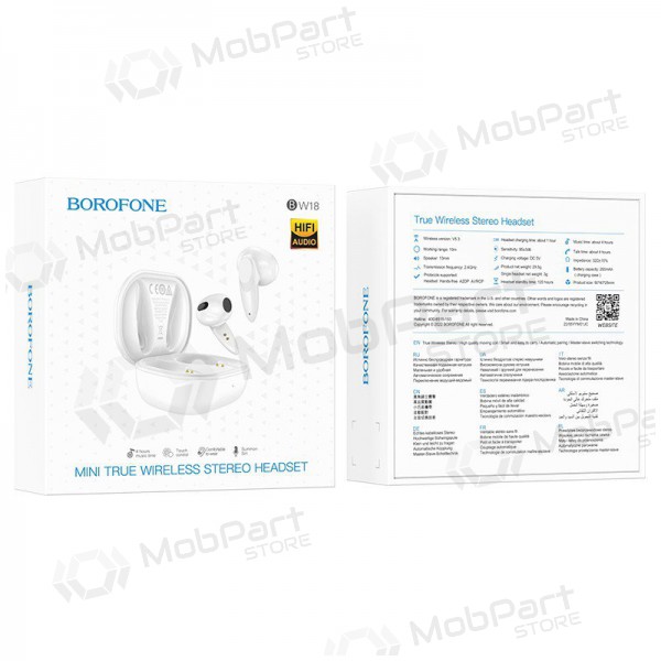 Trådlös headset Borofone BW18 Initial Sound TWS (vit)
