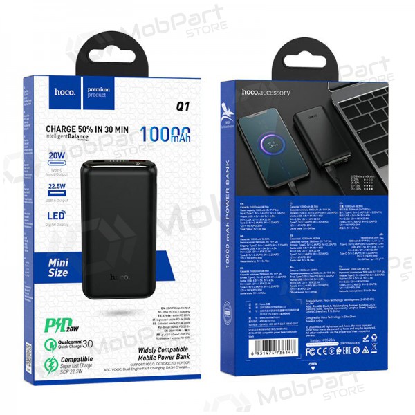 Powerbank Power Bank Hoco Q1 Type-C PD 20W+Quick Charge 3.0 (3A) 10000mAh svart