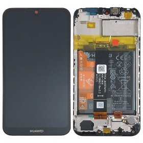 Huawei Y5 2019 skärm (svart) (med ram och batteri) (service pack) (original)