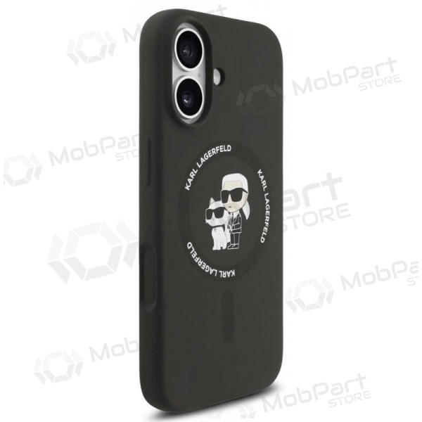Apple iPhone 17 fodral - Karl Lagerfeld Liquid Silicone Karl and Choupette MagSafe (svart)