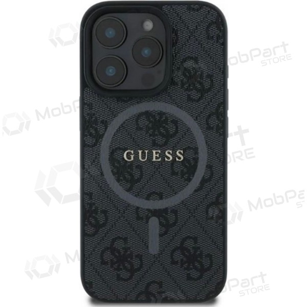 Apple iPhone 16 Pro fodral -Guess PU Leather 4G Colored Ring MagSafe- (svart)