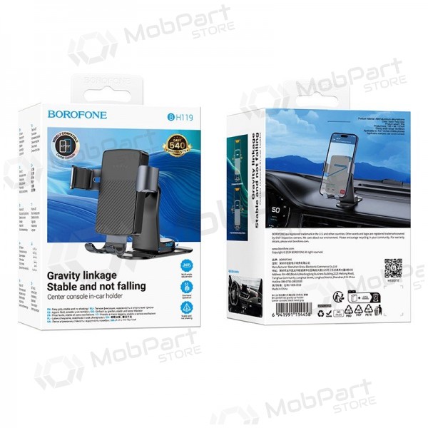 Universal bilhållare Borofone BH119 (dashboard) svart