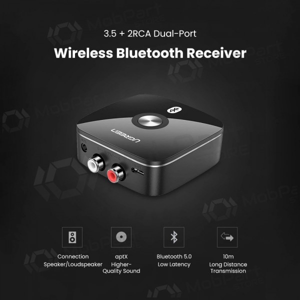 Bluetooth adapter imtuvas Ugreen CM106 2xRCA/AUX Bluetooth 5.1 svart