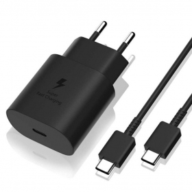 Laddare original Samsung EP-TA800NB 25W + Type-C kabel 25W svart