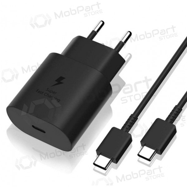 Laddare original Samsung EP-TA800NB 25W + Type-C kabel 25W svart