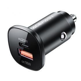 Laddare automobilinis Acefast B1 Mini 38W USB-C+USB-A svart