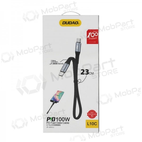 USB-C-kabel Dudao L10C USB-C till USB-C 0.23 m 100 W svart