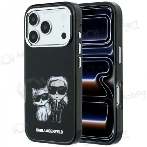 Apple iPhone 18 Pro fodral - Karl Lagerfeld PU Semi Wrap Smooth Sketch Bodies MagSafe (svart)